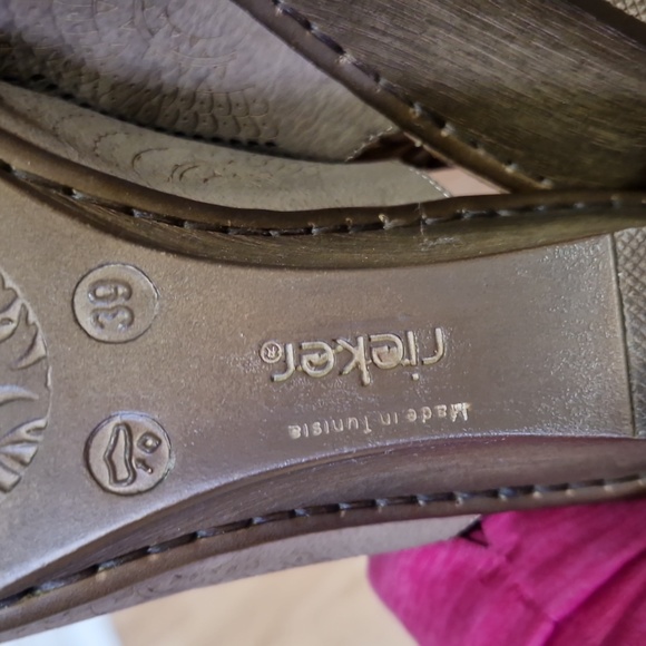 Beige Rieker leather peep toe sandals - Picture 6 of 6